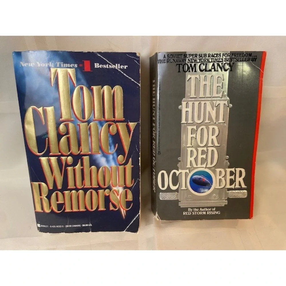 Tom Clancy The Hunt for Red October & Without Remorse Paperback Book Lot Vintage